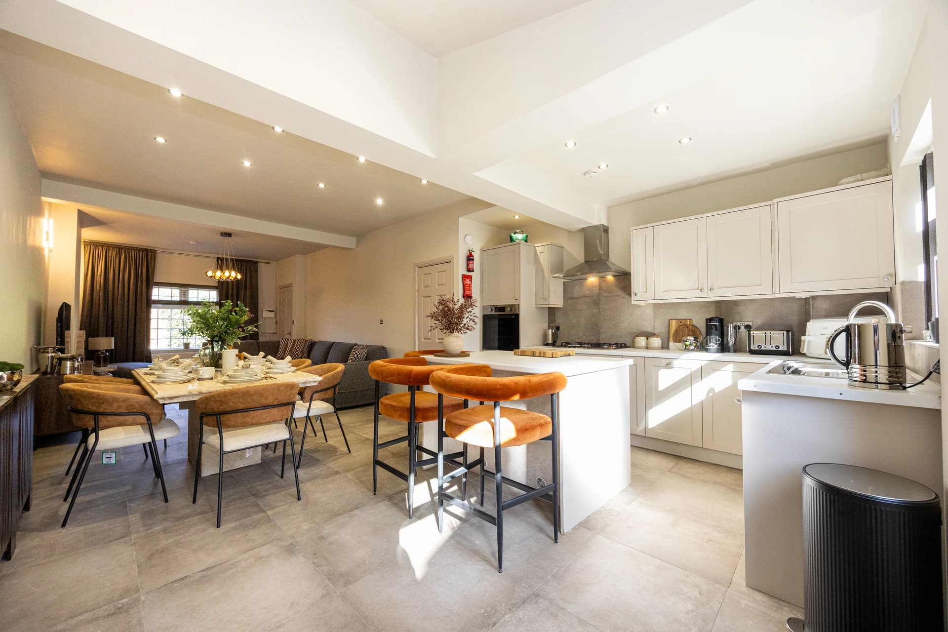 Open-plan kitchen and dining area at Meadow Croft, Wythenshawe